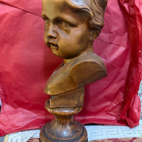 Signed wooden carved statue like new