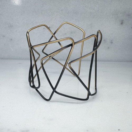 Black/Gold Cuff Bracelet New with Geometric Shapes