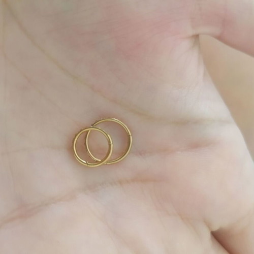 Titanium hoop earrings with zircon, gold color, new