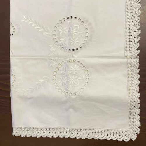 Handmade cutwork tablecloth with knitted lace and thread No40 new