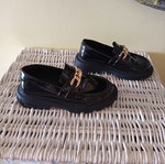 Zara kids loafers size 31 like new, black with gold chain detail