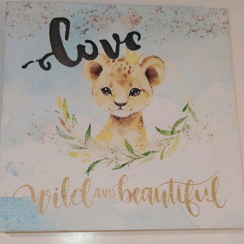 Lighted frames with lion cubs, set of 2 pieces