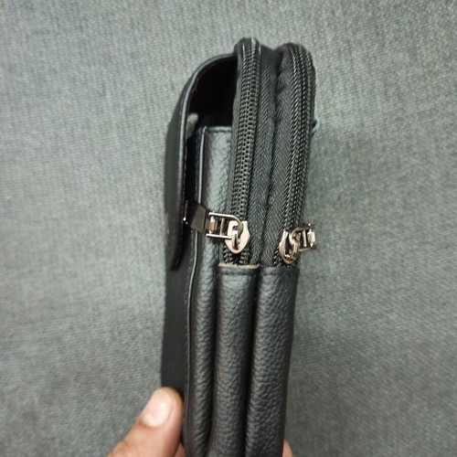 Smartphone carrying bag made of genuine leather new, black and brown