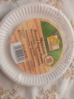 Round recyclable paper plates, 18 cm, pack of 10