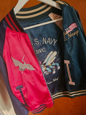 Reversible US Navy Japan Y2K Retro Sukajan Bomber Jacket like new