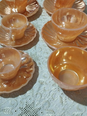 Fire King vintage glass set of 6 cups like new