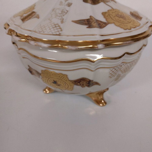 Porcelain fondantière used with handmade 24k gold painting 19×20 cm