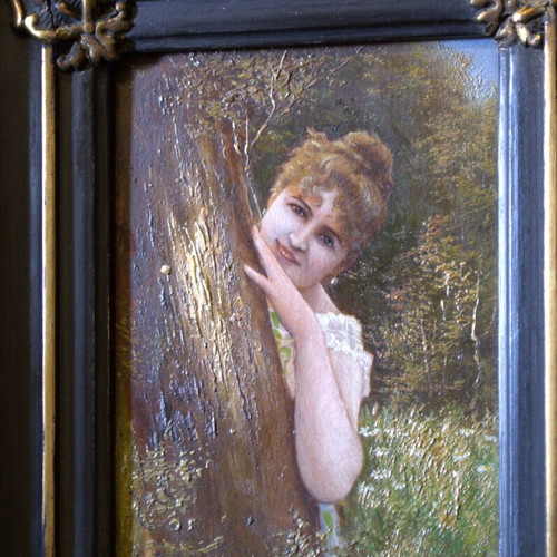 Pair of Antique Oil Paintings on Wooden Panels used, c. 1890–1910