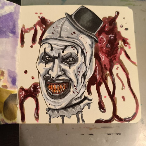 Art The Clown handmade drawing with markers like new