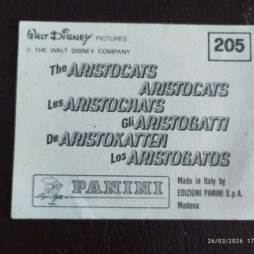 Panini Aristocats Walt Disney sticker used
