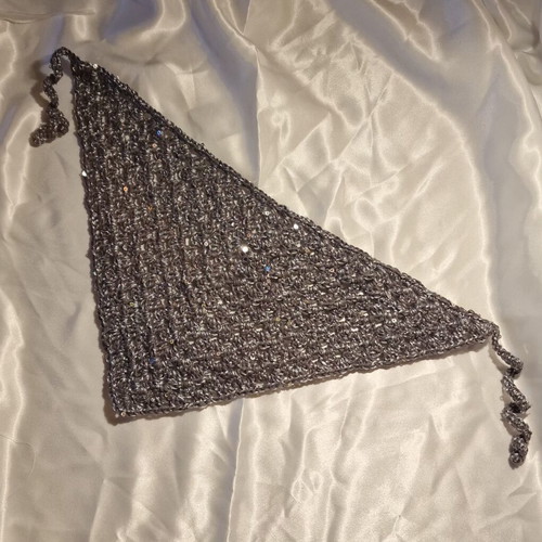 Bandana gray with silver sequins handmade, new crochet