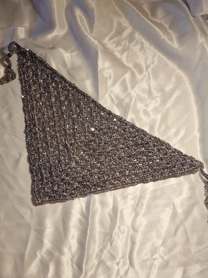 Bandana gray with silver sequins handmade, new crochet