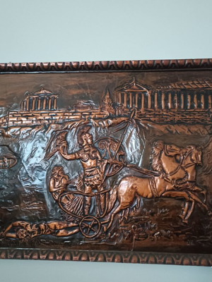 Vintage embossed copper engraving Achilles and Hector used