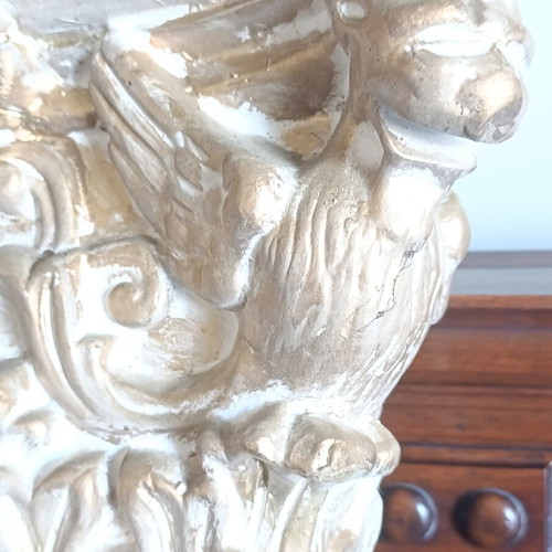 Authentic architectural corbel capital, terracotta, set of 4