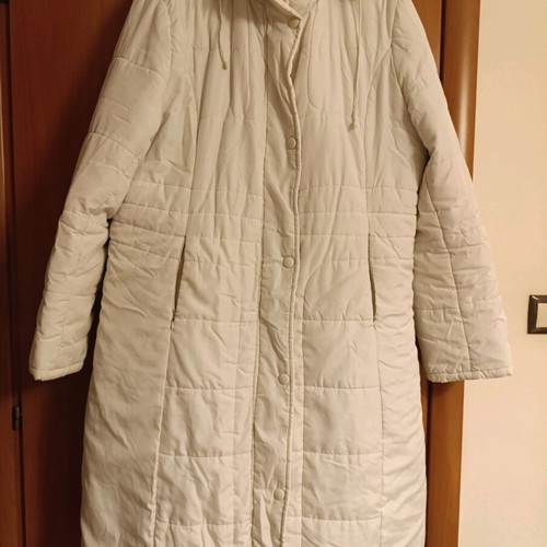 Parka white long jacket with hood used, size XXL