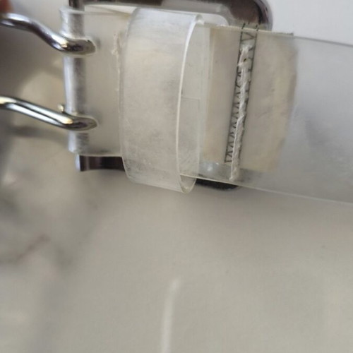 Transparent belt with metal details like new, 94cm without buckle