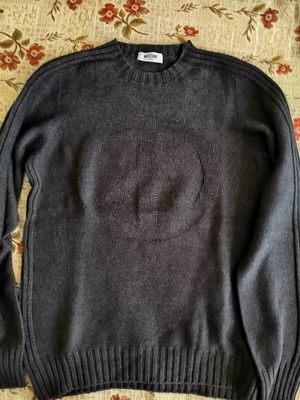 Moschino vintage πλεκτό πουλόβερ μέγεθος M σαν καινούργιο, σκούρο γκρι