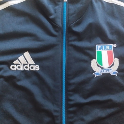 Italy National Rugby Jacket Adidas silver stripes size M-L like new