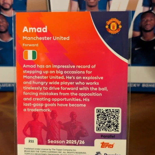Amad Diallo Yellow Border Topps Premier League debut 2025-26 like new