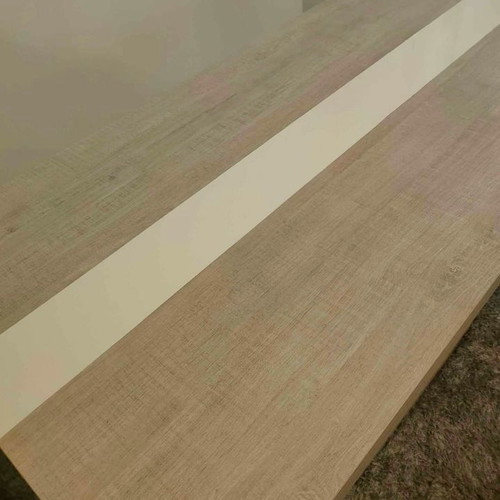 Dining table, melamine, grey-beige with white
