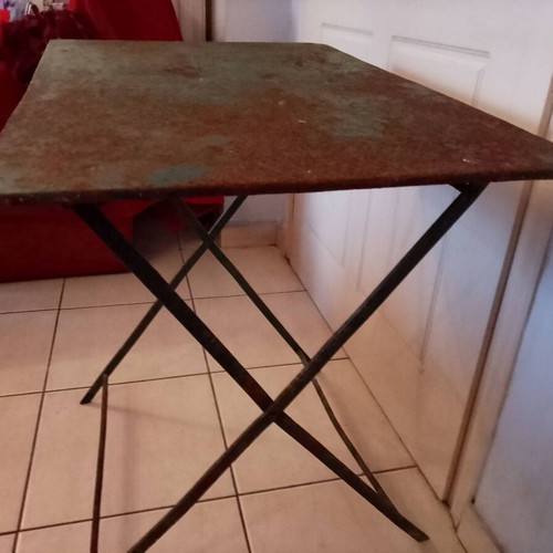 Antique Folding Table French 1920-50 Used, Solid Wrought Iron