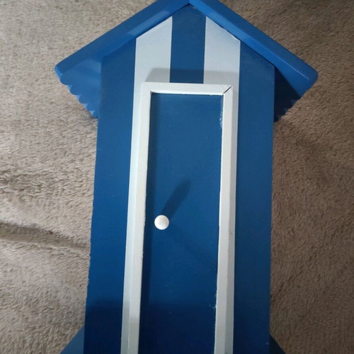 Decorative wooden beach hut like new, 17.3cm blue white