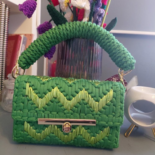 Handmade plastic canvas bag with lining