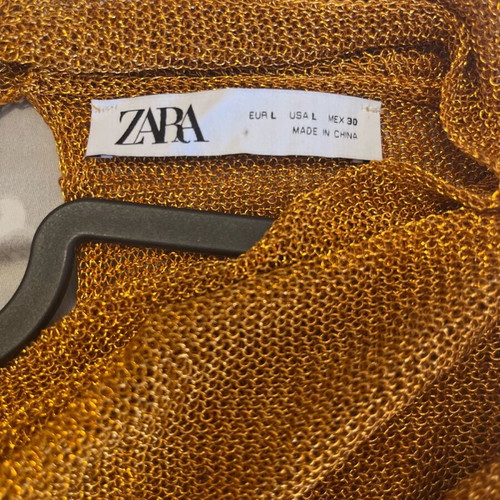 Zara draped blouse with loose knit new, gold size L