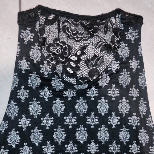 Damask midi dress with lace and back cutout, like new