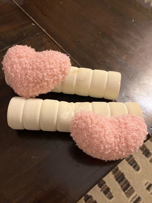 Decorative door knob cover like new, white beige with knitted heart