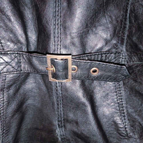 Superdry Women's Black Leather Jacket Size M Used