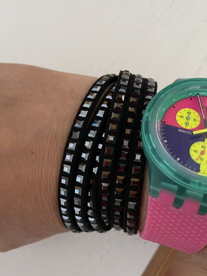 Swarovski Slake Wrap Bracelet 40 cm like new, black suede