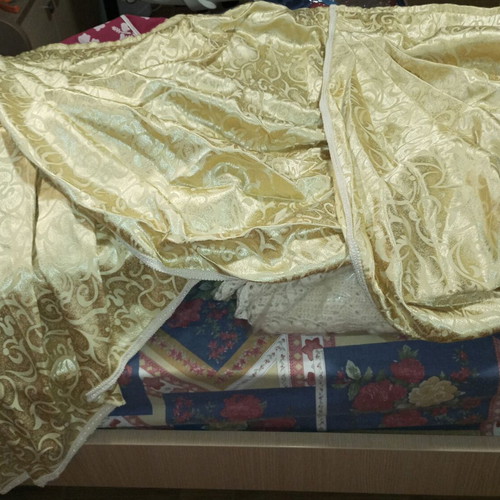 Curtain valance used, decorative, beige