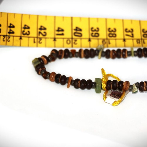 Necklace with coconut beads and semi-precious stones, new