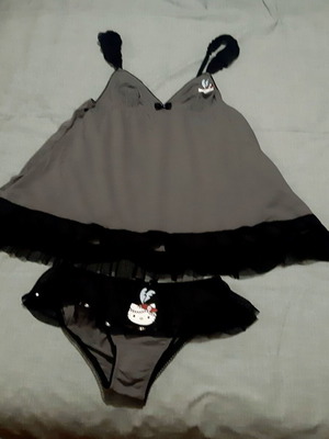 Baby doll pajamas Fancy Zara/Ousho HelloKitty medium cotton with black lace new
