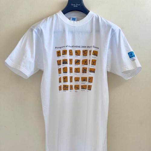 T shirt Athens 2004 Olympic Games with pictograms, size L like new