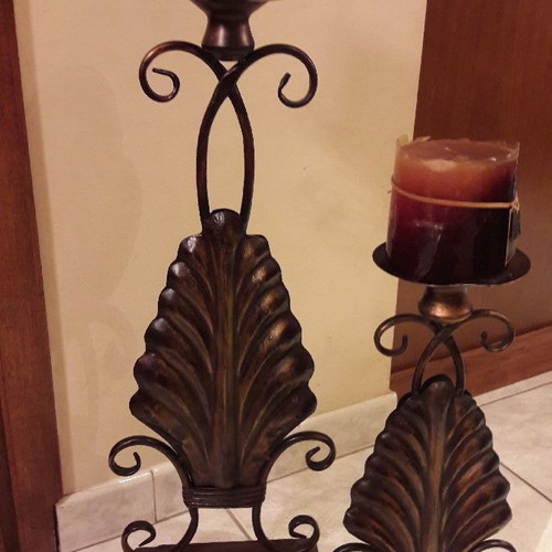 Candle holders used, set of 2 metal floor