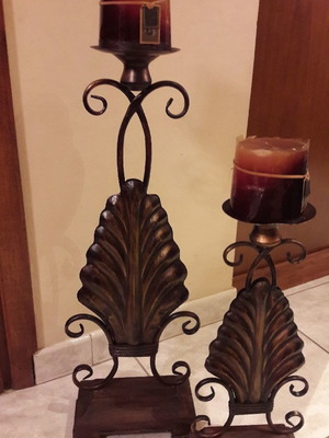 Candle holders used, set of 2 metal floor