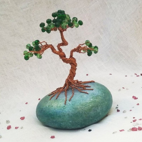 Large Bonsai Wire Tree New with Marble Stone