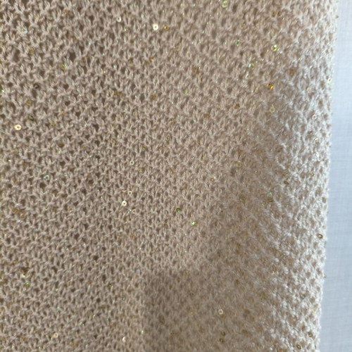 Handmade knitted scarf shawl beige with subtle gold thread new