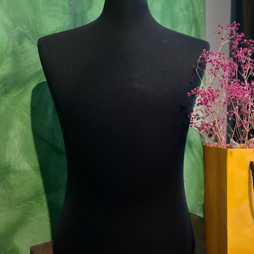 Sewing mannequin like new with black fabric cover and wooden detail