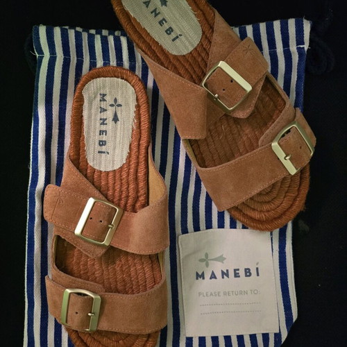 Manebi Nordic suede terracotta women's sandals like new