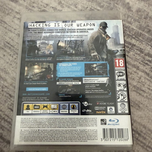 Watch Dogs 2 PS3 game like new, complete