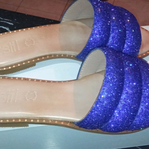 Estil sandals with rhinestones leather, new, size 40, beige and blue