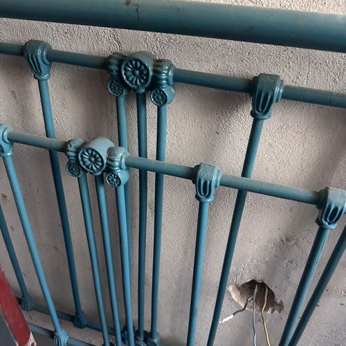 Vintage iron bed used, single, heavy and well-preserved