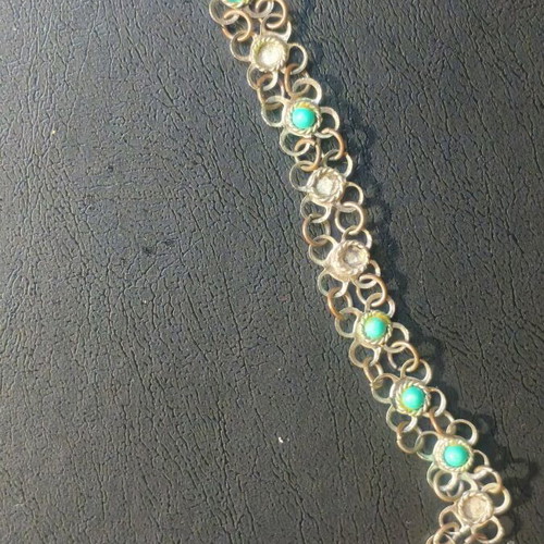 Vintage necklace used with turquoise stones and plated metal