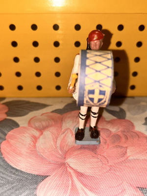 Athina Evzone soldier figure used, 1960s musician with drum