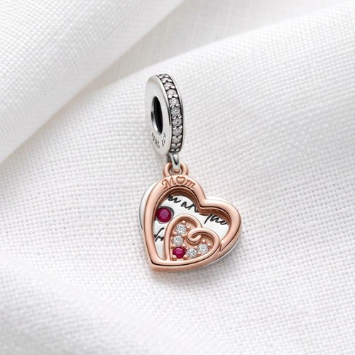 Pandora Charm Double Heart S925 ALE new, gold and silver