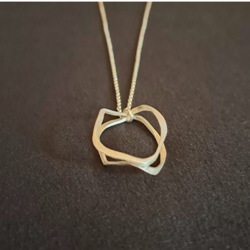 Minimal long necklace with sculptural silver 925 motif