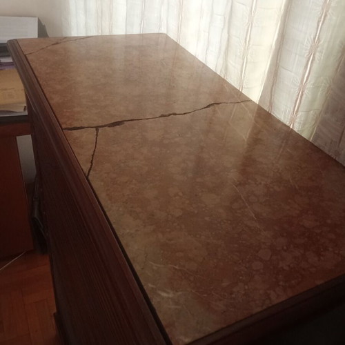 Filing Cabinet with Vertical Roll Door used, solid wood, marble top